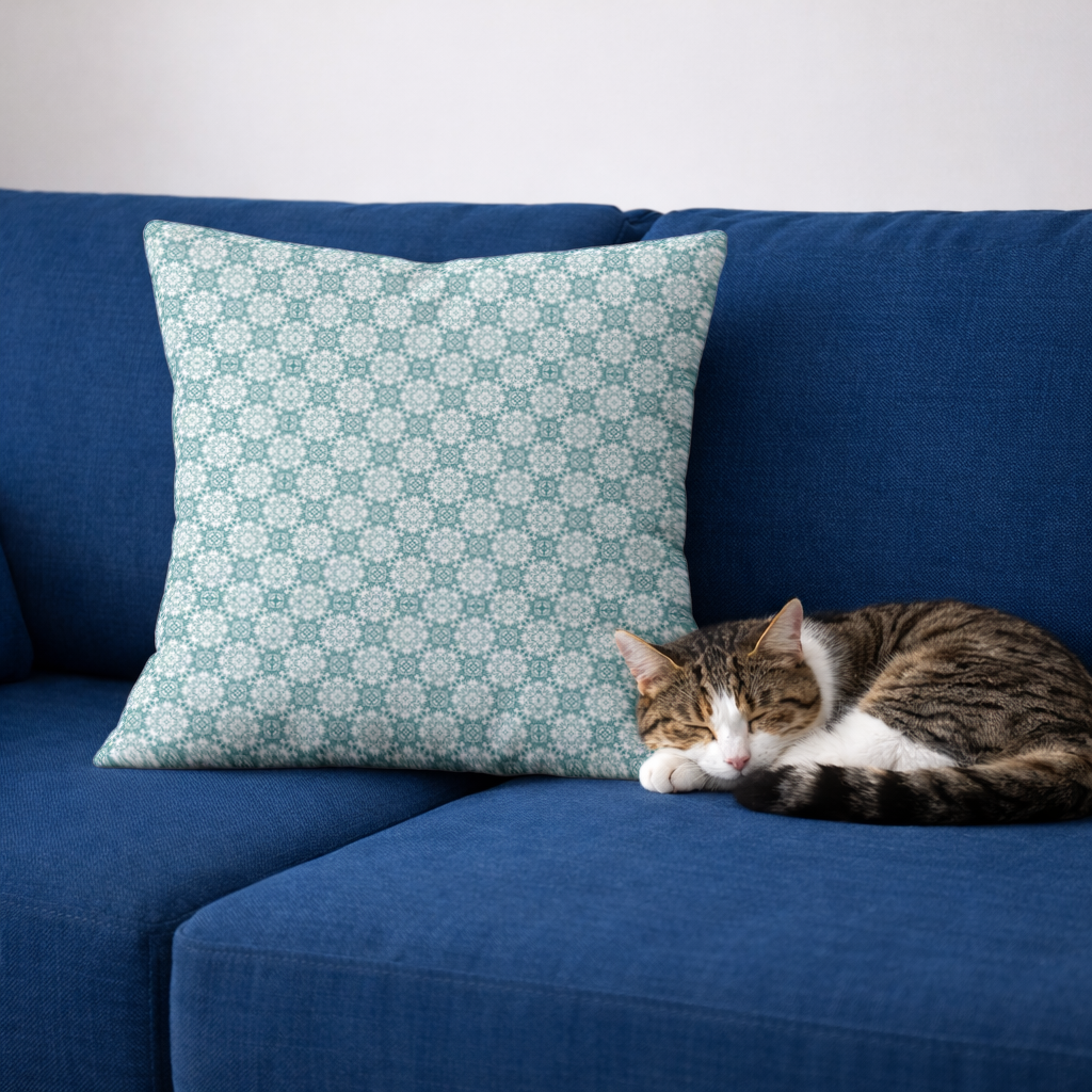 Blue Pixelated Geometric Ornament Pattern Decorative pillow cover