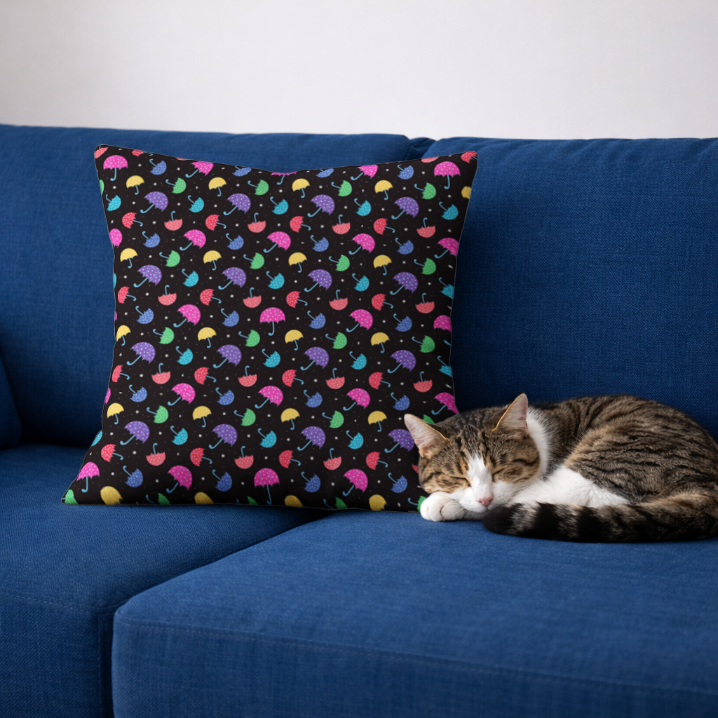 Colorful Heart Umbrellas Pattern Decorative pillow cover