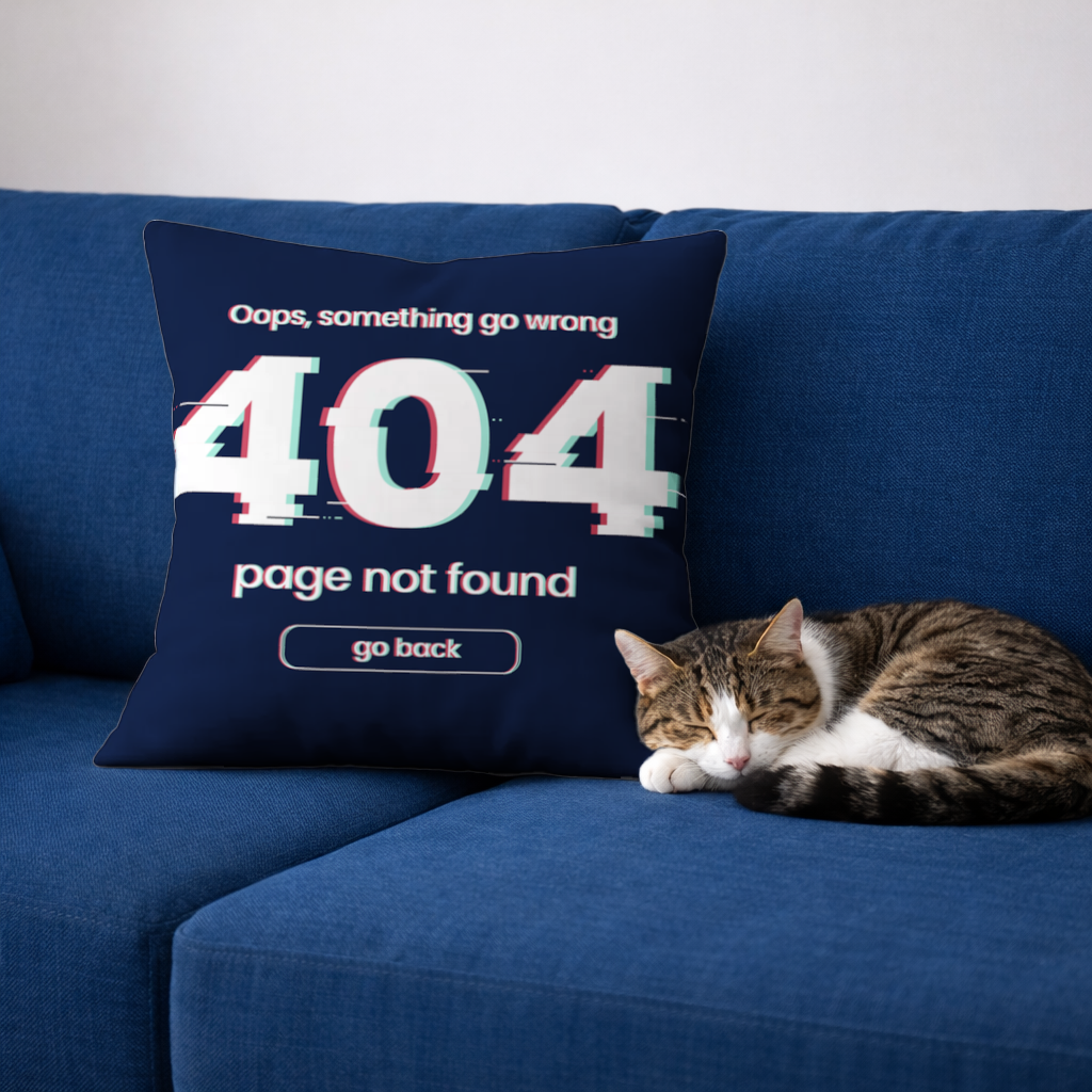 404 Error Glitch Design Decorative pillow cover