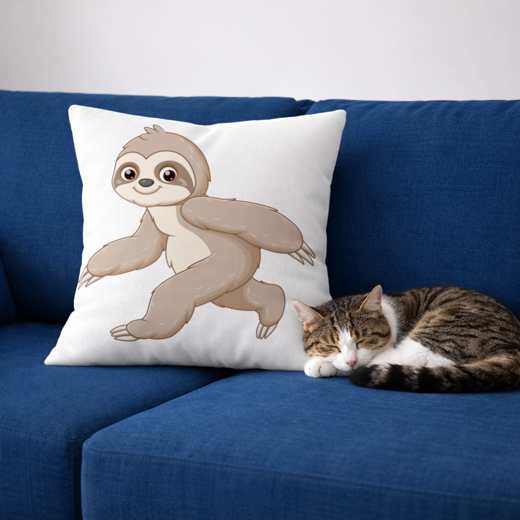 Cute Joyful Walking Sloth Decorative pillow cover