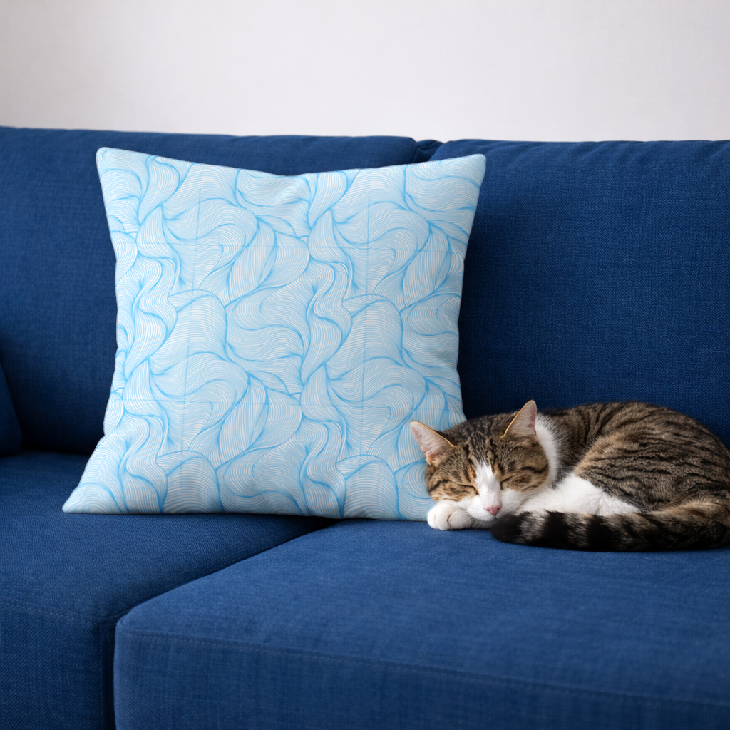 Blue Wavy Linear Abstract Pattern Decorative pillow cover