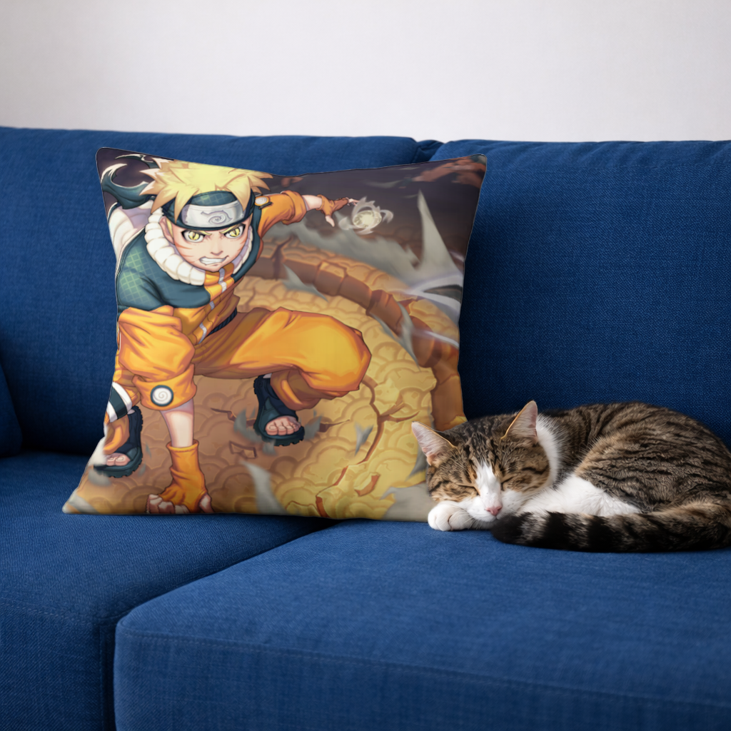Golden Energy Fighter in Orange Jumpsuit Decorative pillow cover