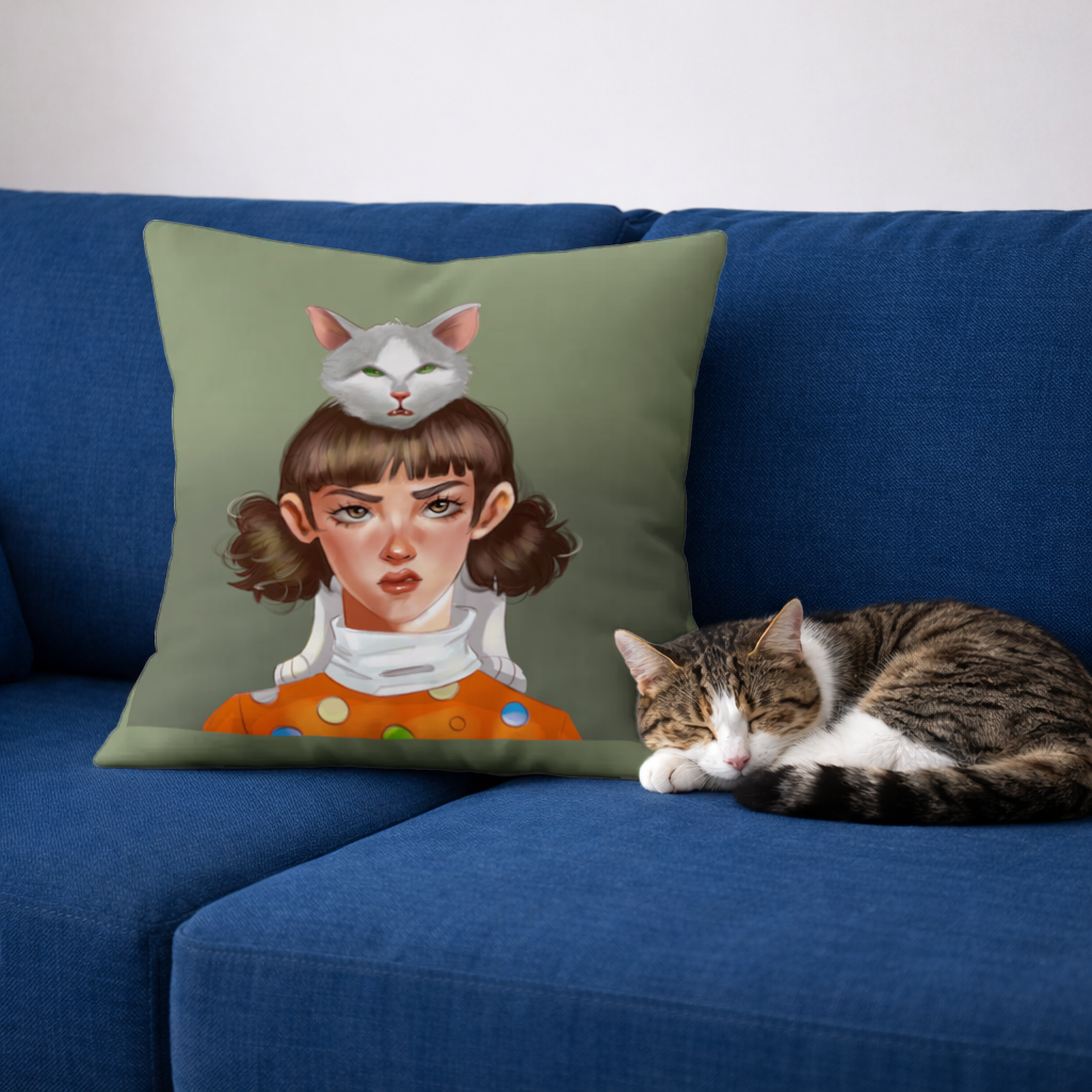 Mood Cat and I Decorative pillow cover