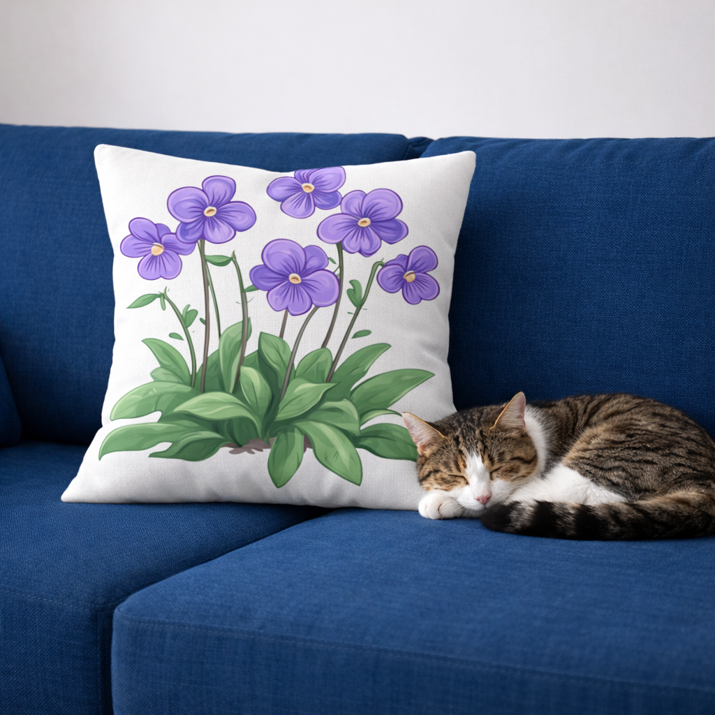 Cottagecore Purple Violets Decorative pillow cover