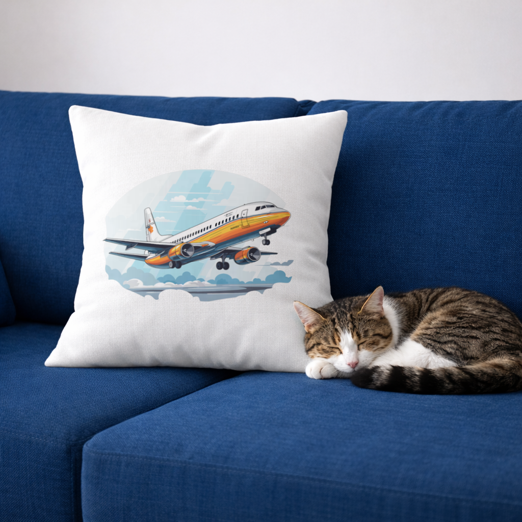 Retro Orange Commercial Airplane Decorative pillow cover
