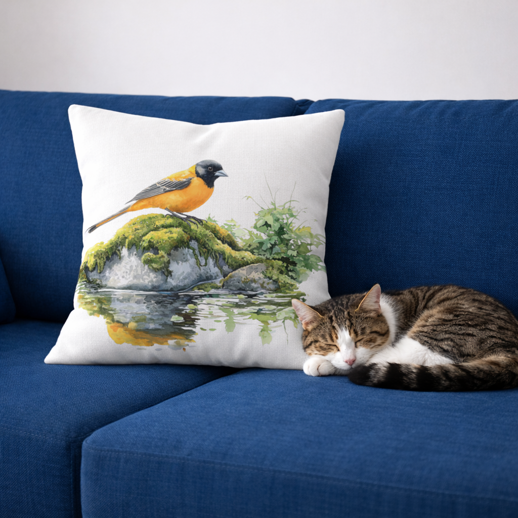 Orange Baltimore Oriole Bird Decorative pillow cover