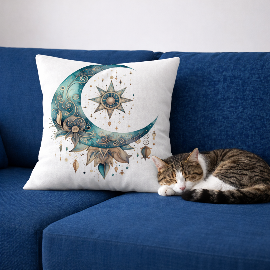 Boho Göksel Güneş ve Ay Dekoratif Kırlent Kılıfı