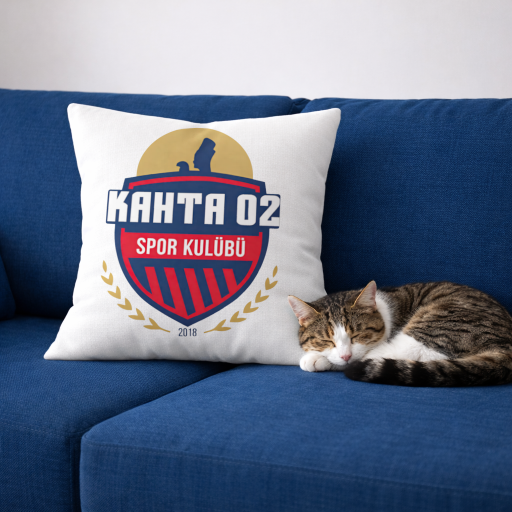 Kahta 02 Spor Kulübü Arması Dekoratif Kırlent Kılıfı