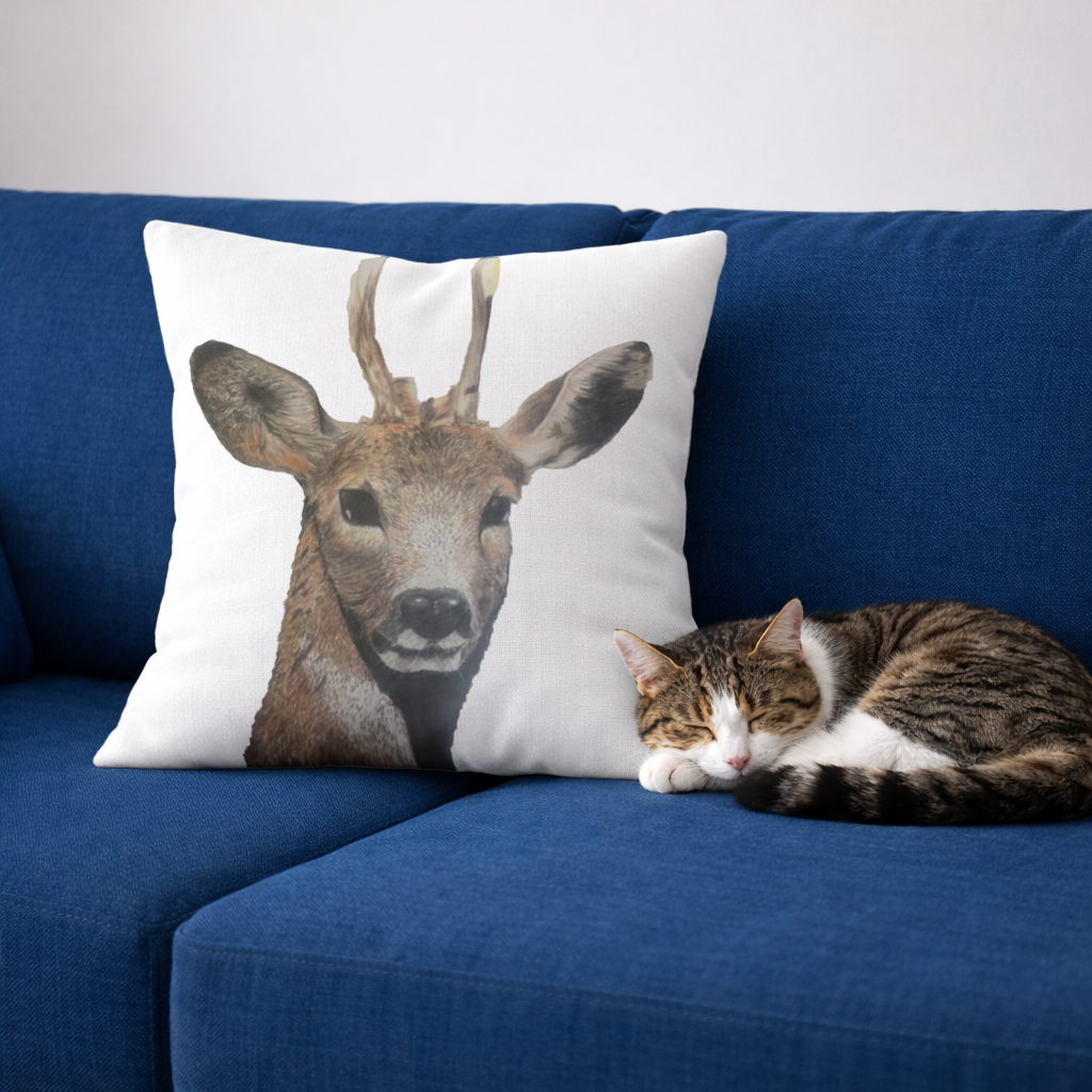 Deer colored pencil sketch Decorative pillow cover