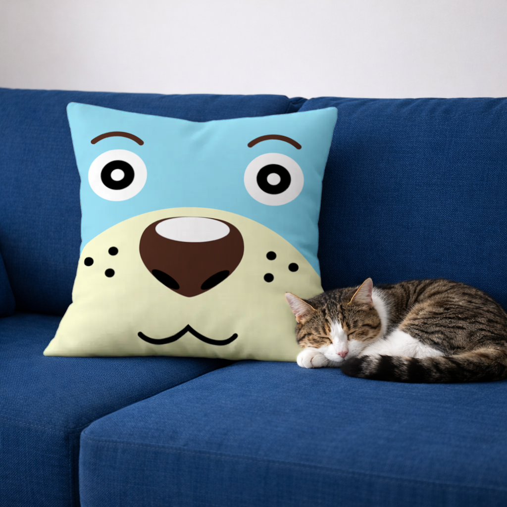 Teddy Bear Pooli-Cute Blue Bear Pooli Face Decorative pillow cover