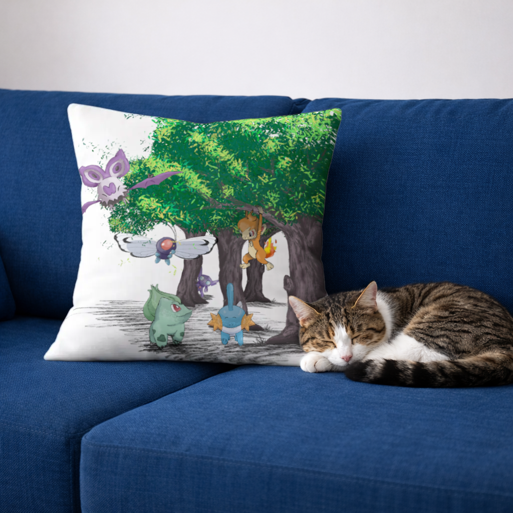 Fanmade Fakemon Characters, happy friends, anime characters Decorative pillow cover