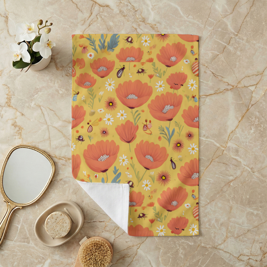 Floral Insect Pattern Colorful Design Hand Towel