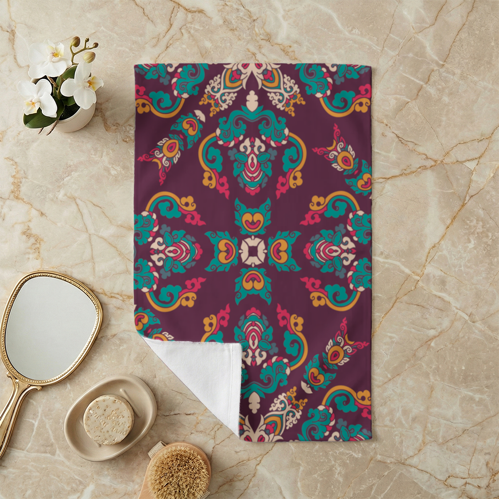 Otantik Osmanlı Motifli Renkli Mandala Deseni El Havlusu