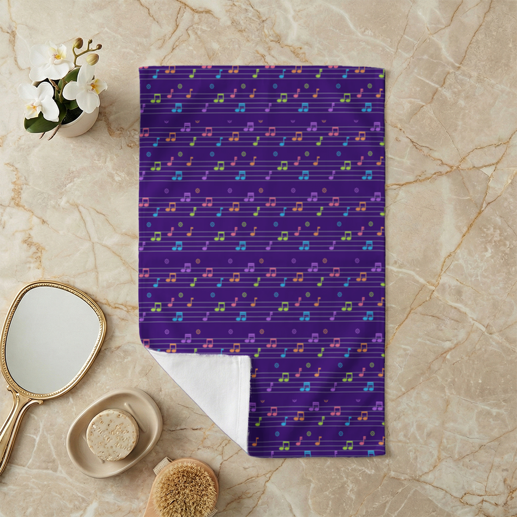 Colorful Music Notes and Modern Rhythm Seamless Pattern Hand Towel