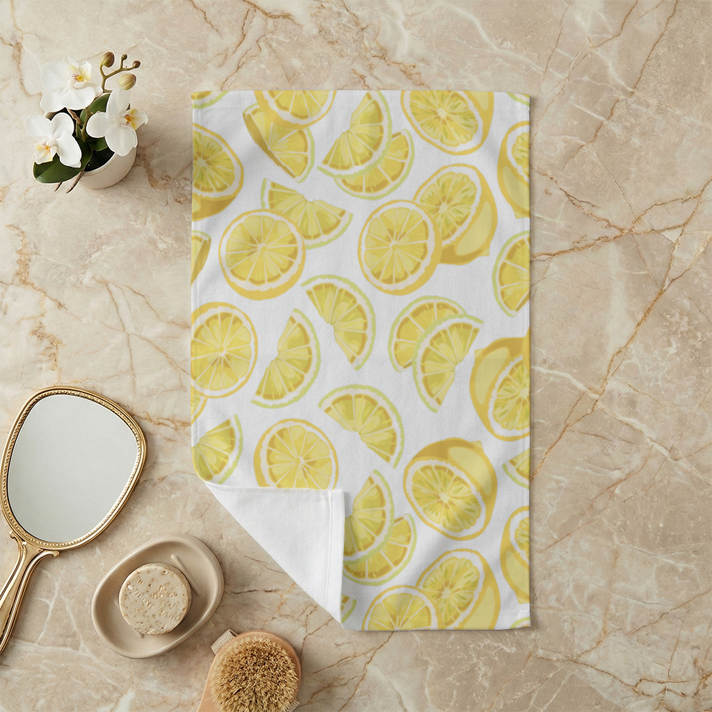 Fresh Lemon Slices Vibrant Summer Pattern Hand Towel