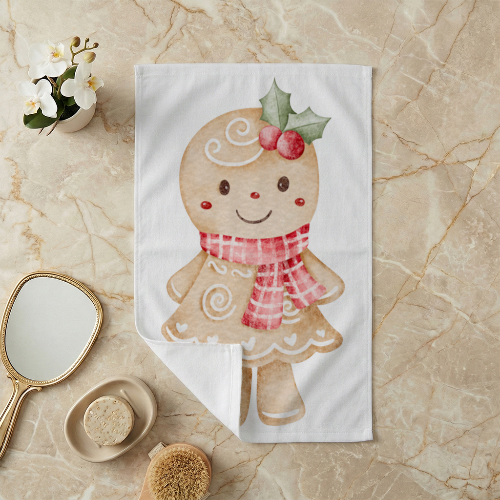 Cute Gingerbread Cookie Character Hand Towel