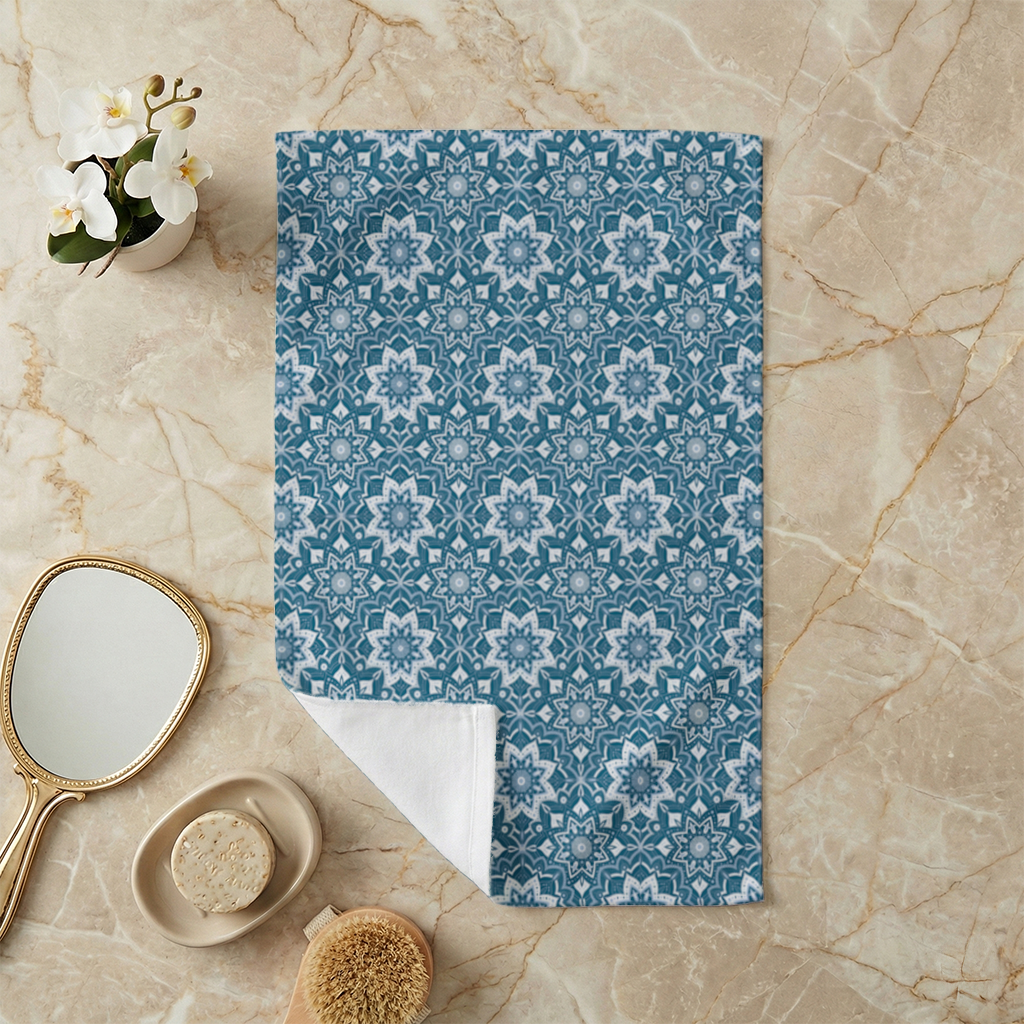Elegant Blue Mandala Pattern Hand Towel