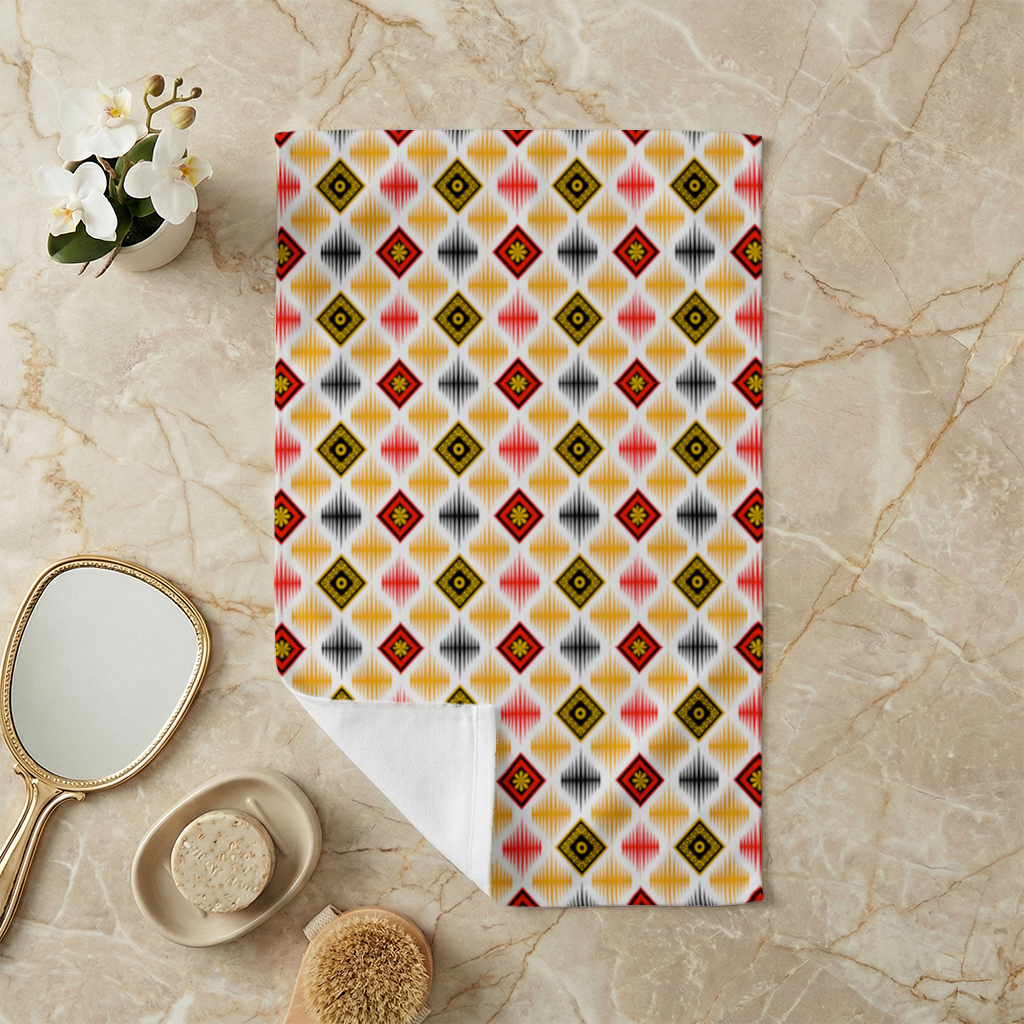 Canlı Etnik Geometrik Motif El Havlusu