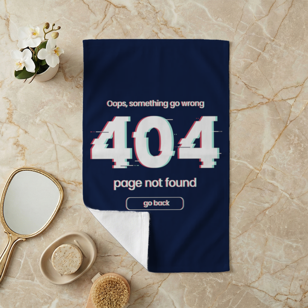 404 Error Glitch Design Hand Towel