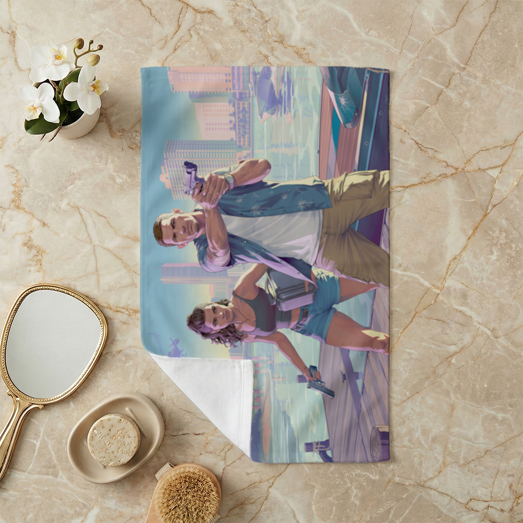 Vice City Showdown Tropical Heist Duo Hand Towel
