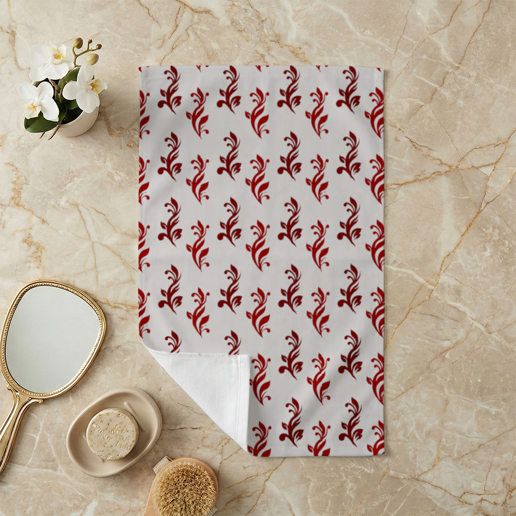 Burgundy Baroque Swirls Hand Towel