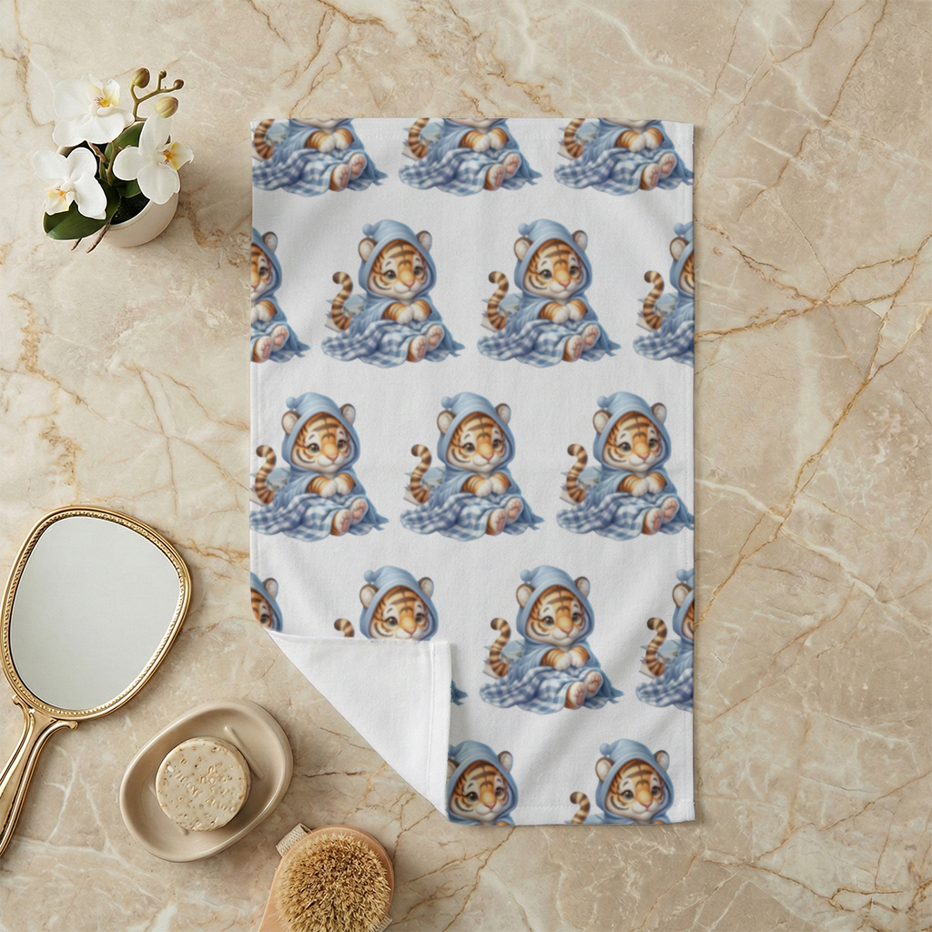 Sleepy Baby Tiger Cub on Books Hand Towel