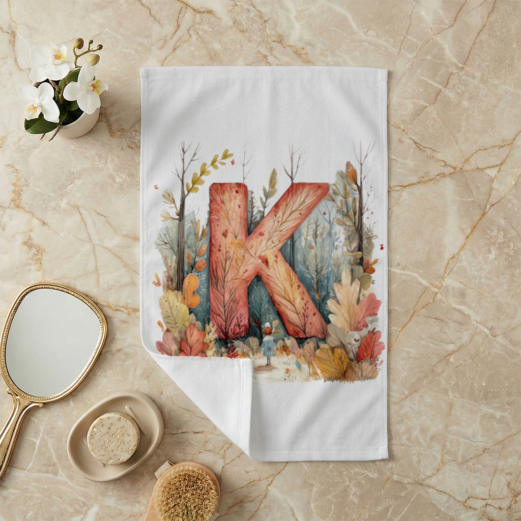 Autumn Forest Letter K Hand Towel