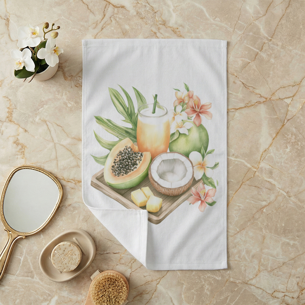 Tropical Papaya and Coconut Juice Hand Towel