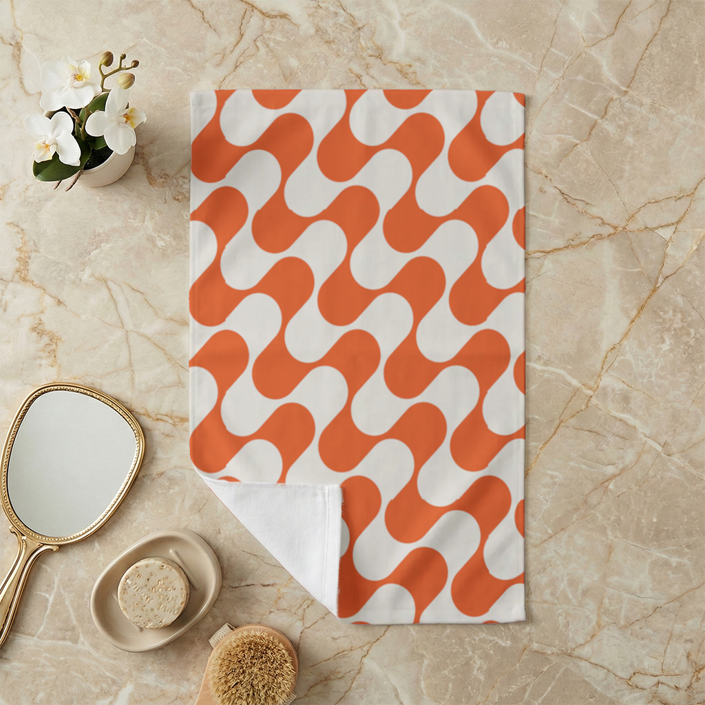 Retro 70s Orange Cream Groovy Curves Hand Towel