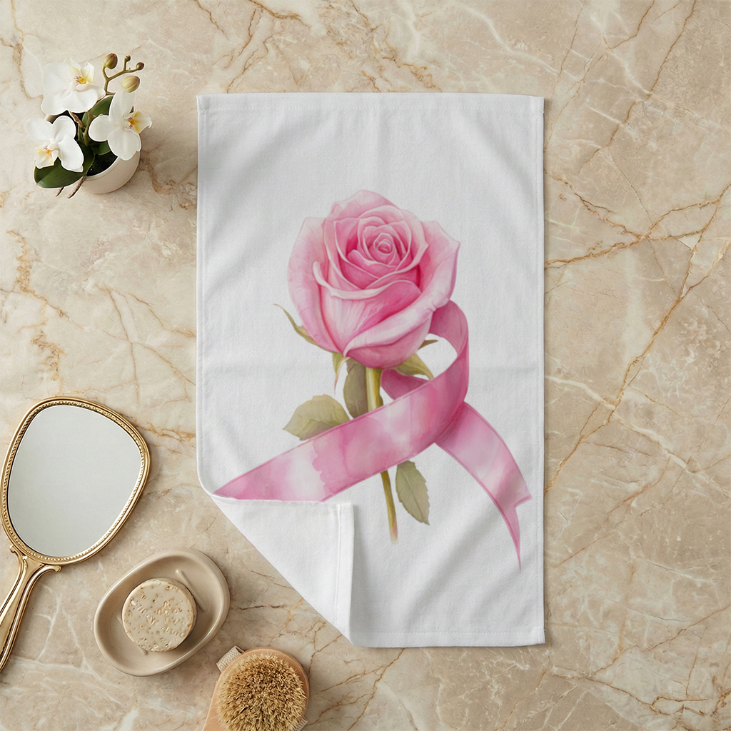 Breast Cancer Awareness Pink Rose Hand Towel