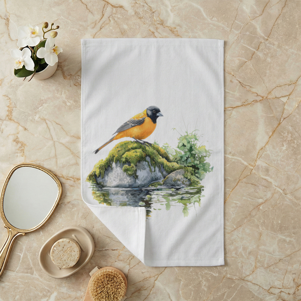 Orange Baltimore Oriole Bird Hand Towel
