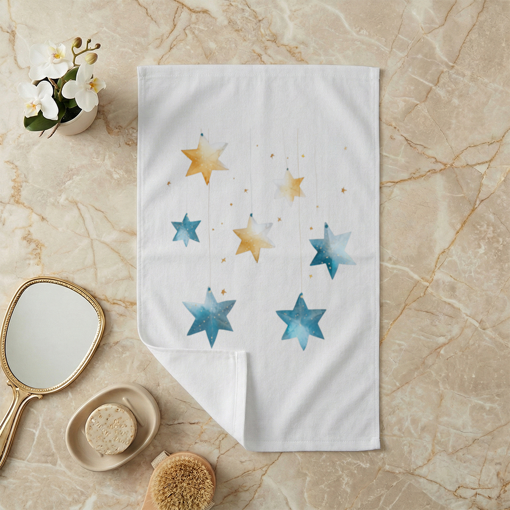 Watercolor Hanging Stars Hand Towel