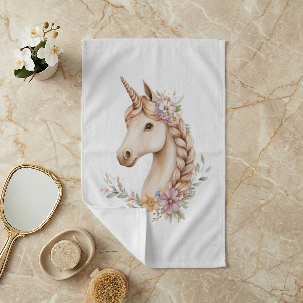 Cottagecore Floral Unicorn Hand Towel