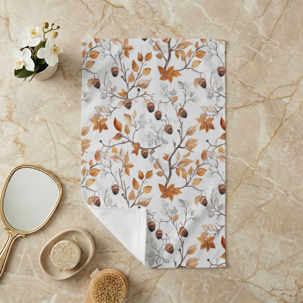 Watercolor Fall Acorns and Leaves Hand Towel