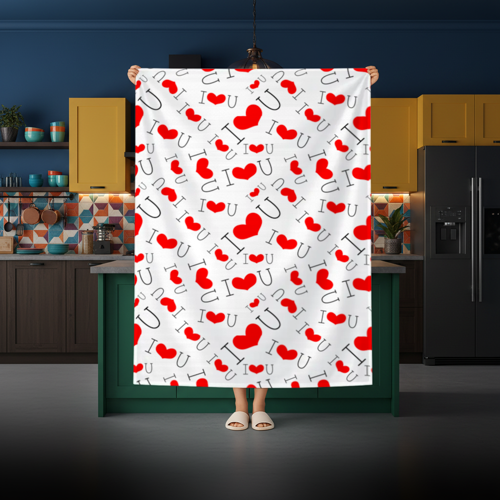Valentines Day I Love You Heart Pattern Romantic Design Rectangular Tablecloth