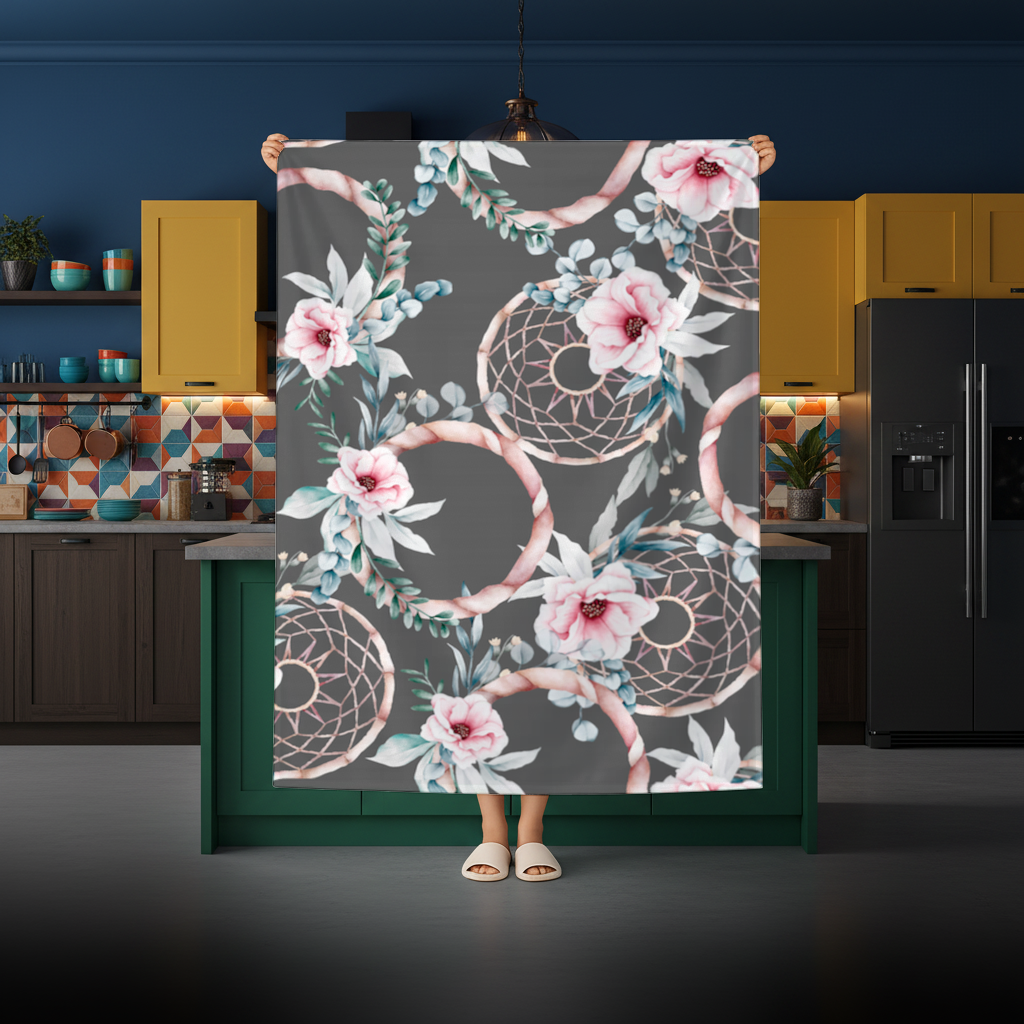 Boho Floral Dreamcatcher Pattern Rectangular Tablecloth