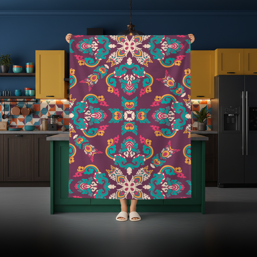 Colorful Ottoman Inspired Mandala Pattern Rectangular Tablecloth