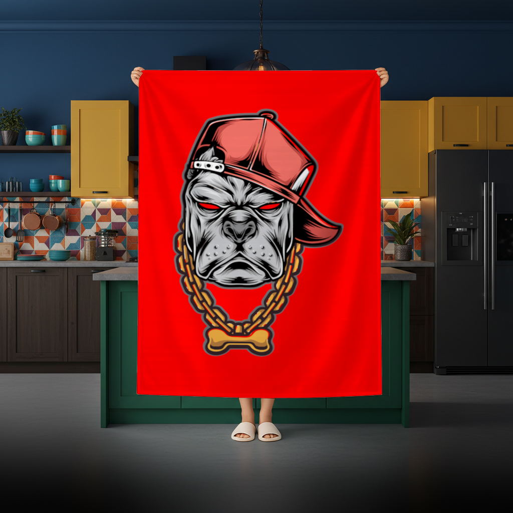 Hip Hop Style Gangster Dog Illustration Rectangular Tablecloth