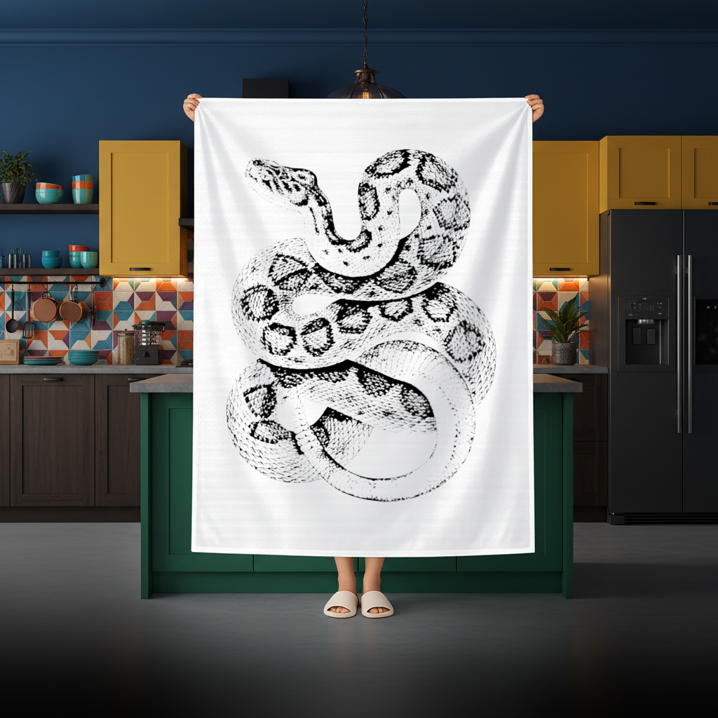 Detailed Vintage Rattlesnake Illustration Rectangular Tablecloth