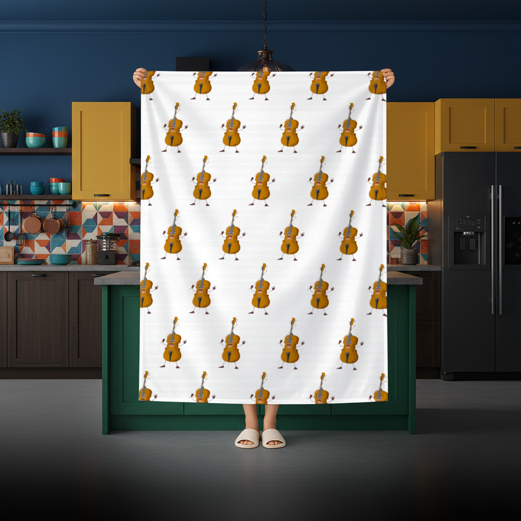 Happy Cello Character Art Design Rectangular Tablecloth