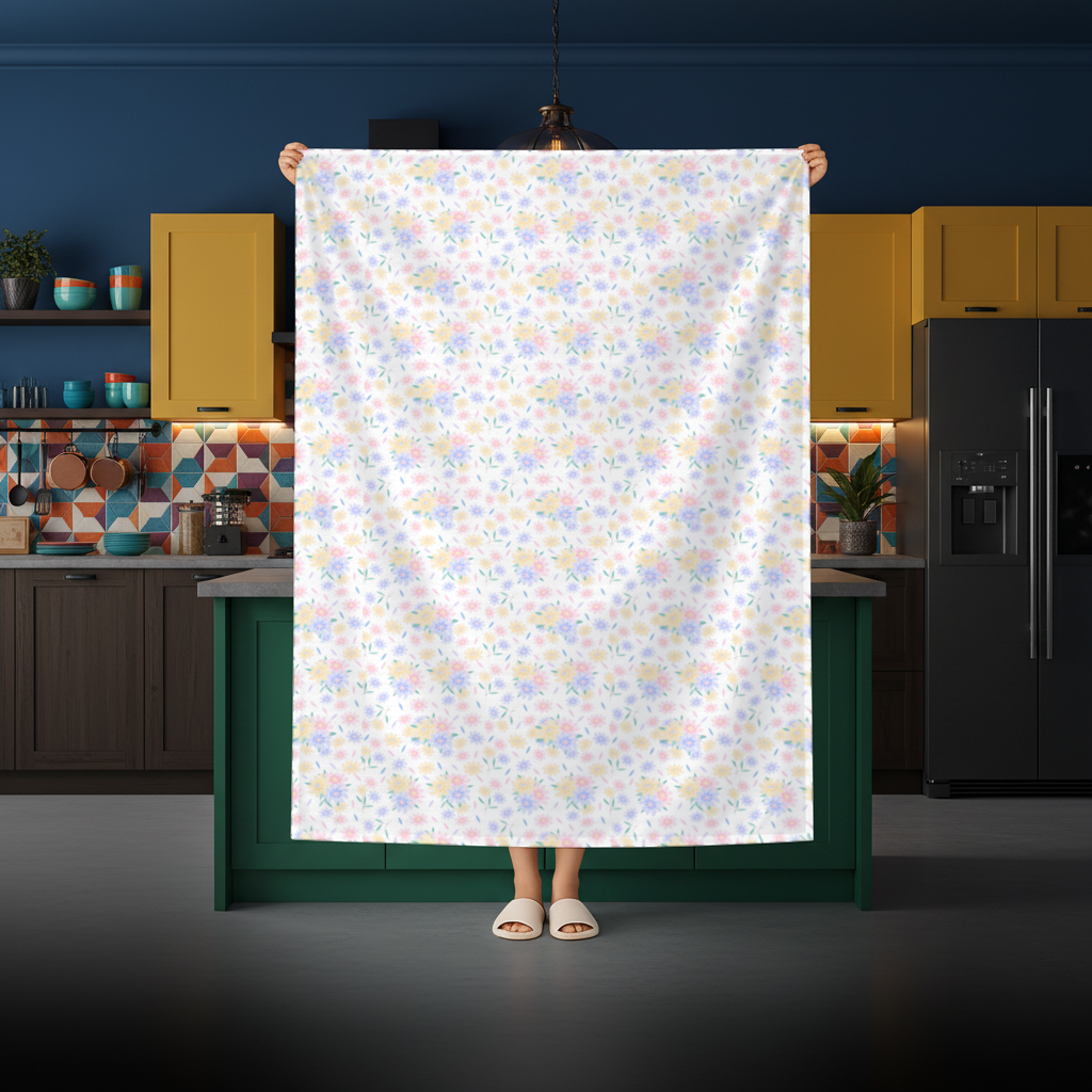 Colorful Pastel Spring Floral Pattern Rectangular Tablecloth