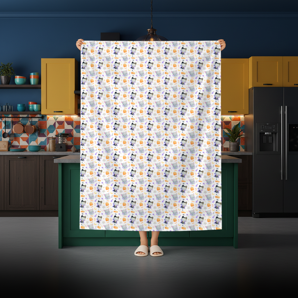 Cute Vampire and Bat Halloween Seamless Pattern Rectangular Tablecloth