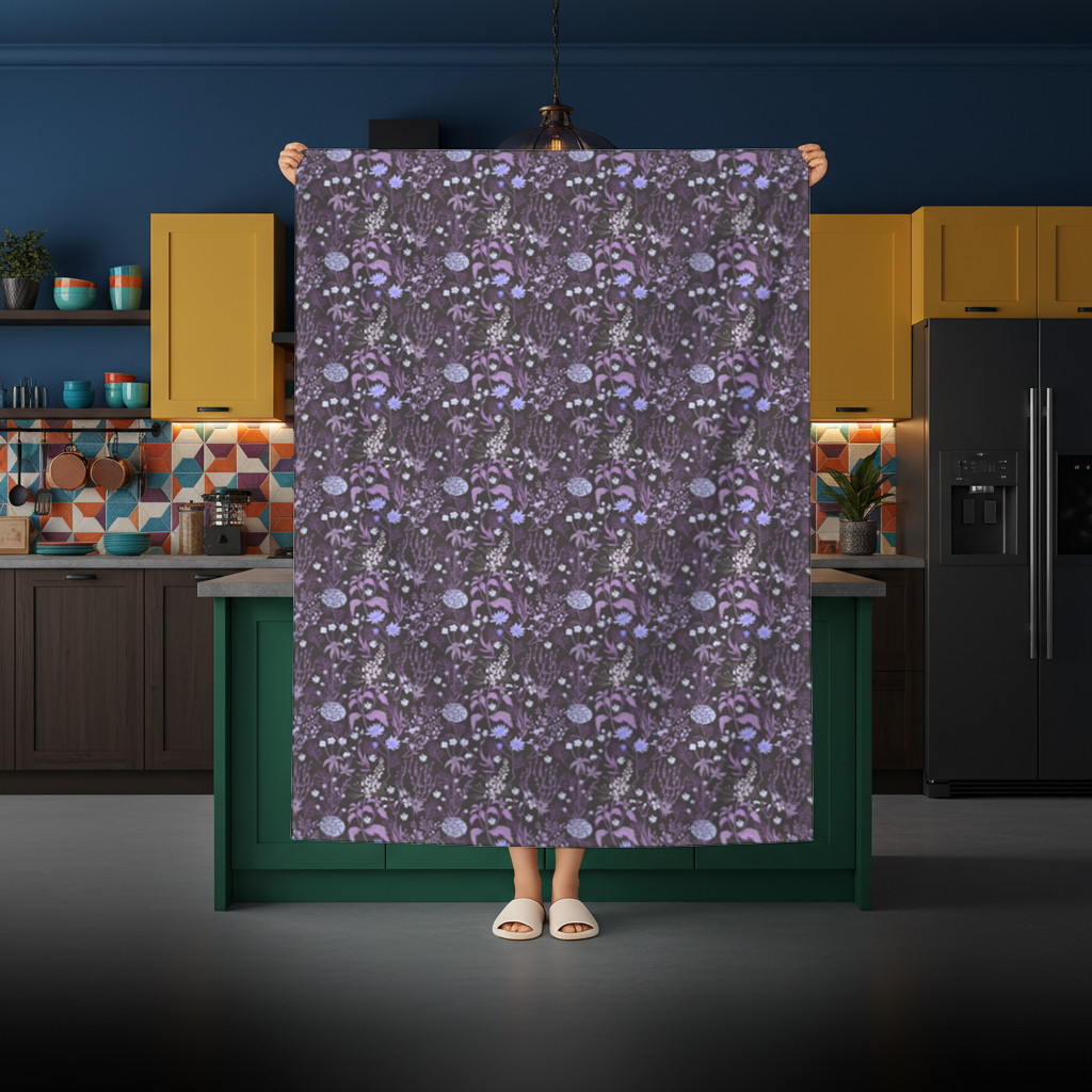 Purple Gothic Botanical Rectangular Tablecloth