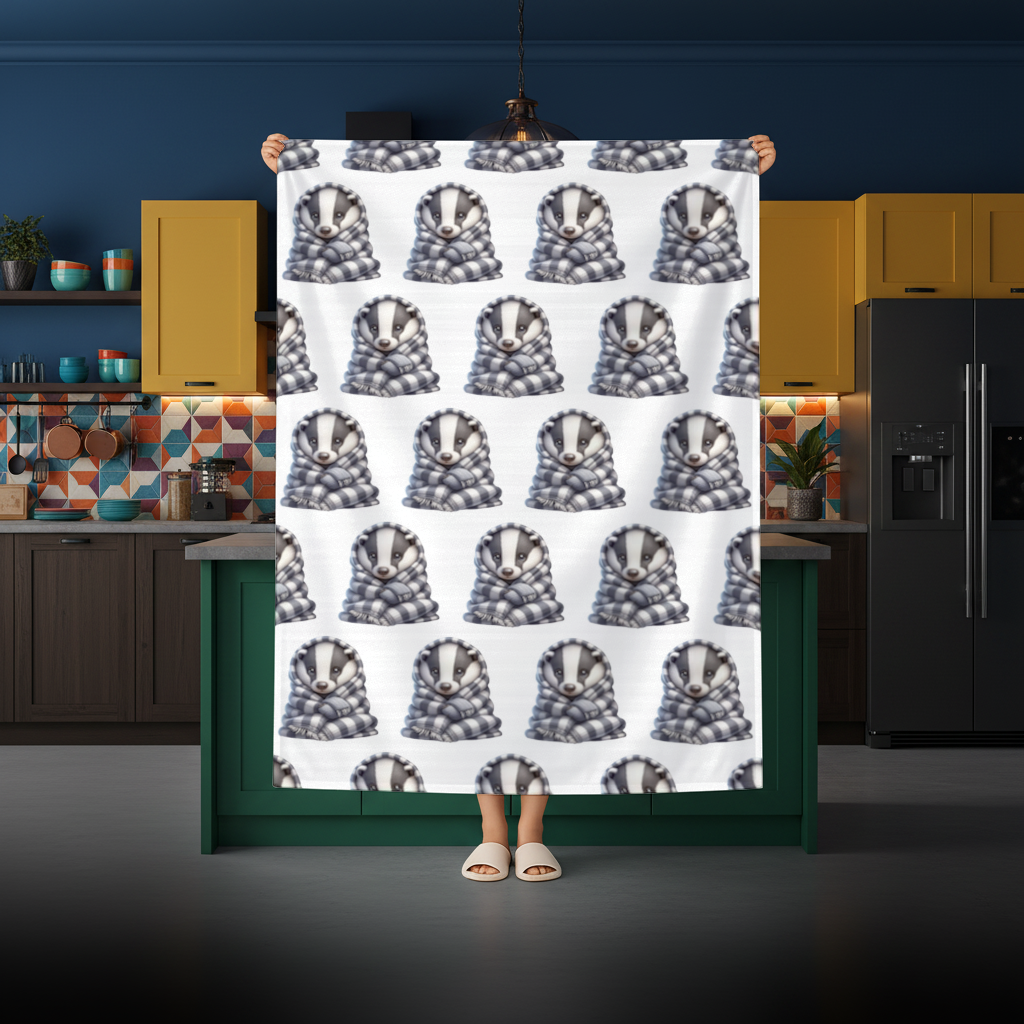 Cozy Baby Badger Wrapped in Blanket Rectangular Tablecloth