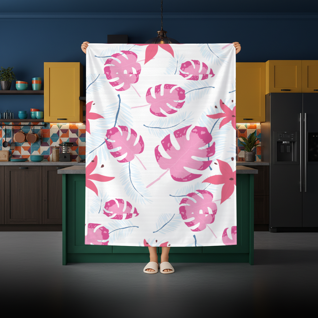 Pink Monstera and Tropical Lily Rectangular Tablecloth
