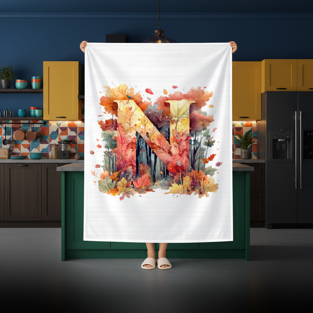 Autumn Leaf Monogram N Rectangular Tablecloth