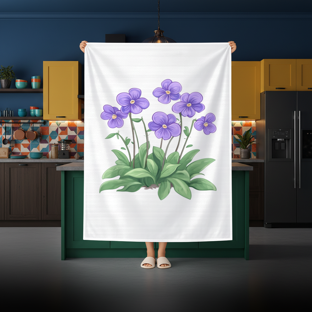 Cottagecore Purple Violets Rectangular Tablecloth
