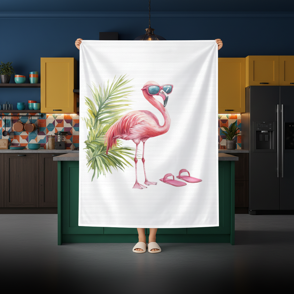 Pink Flamingo with Sunglasses Rectangular Tablecloth