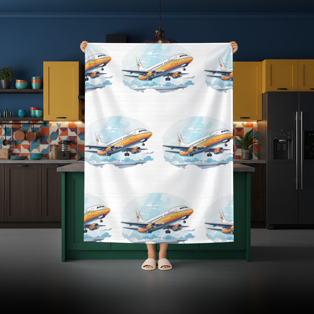 Retro Orange Commercial Airplane Rectangular Tablecloth