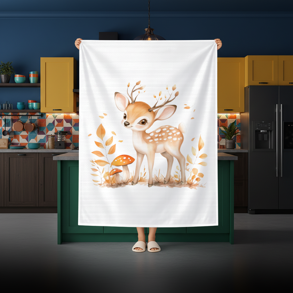 Whimsical Autumn Woodland Fawn Rectangular Tablecloth